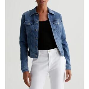 AG JEANS Blue Medium Wash Cotton Blend The Robyn Slim Denim Jean Jacket Size XS